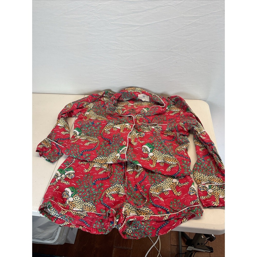 Print fresh red tiger long sleeve pajama set size S Christmas Holiday organic